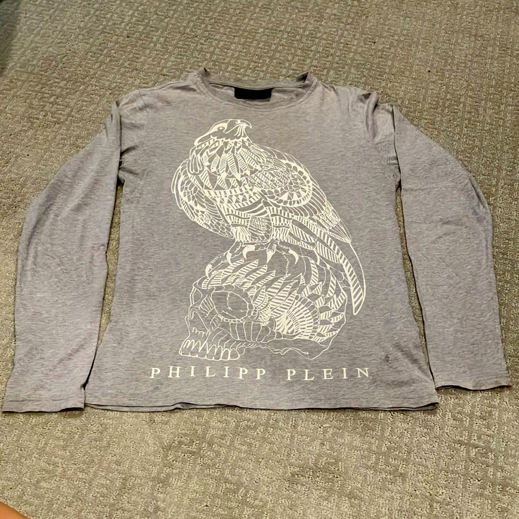 Sale! Philipp Plein Long-Sleeve Tee, Very Good Condition (One Hole, See Pix), M!